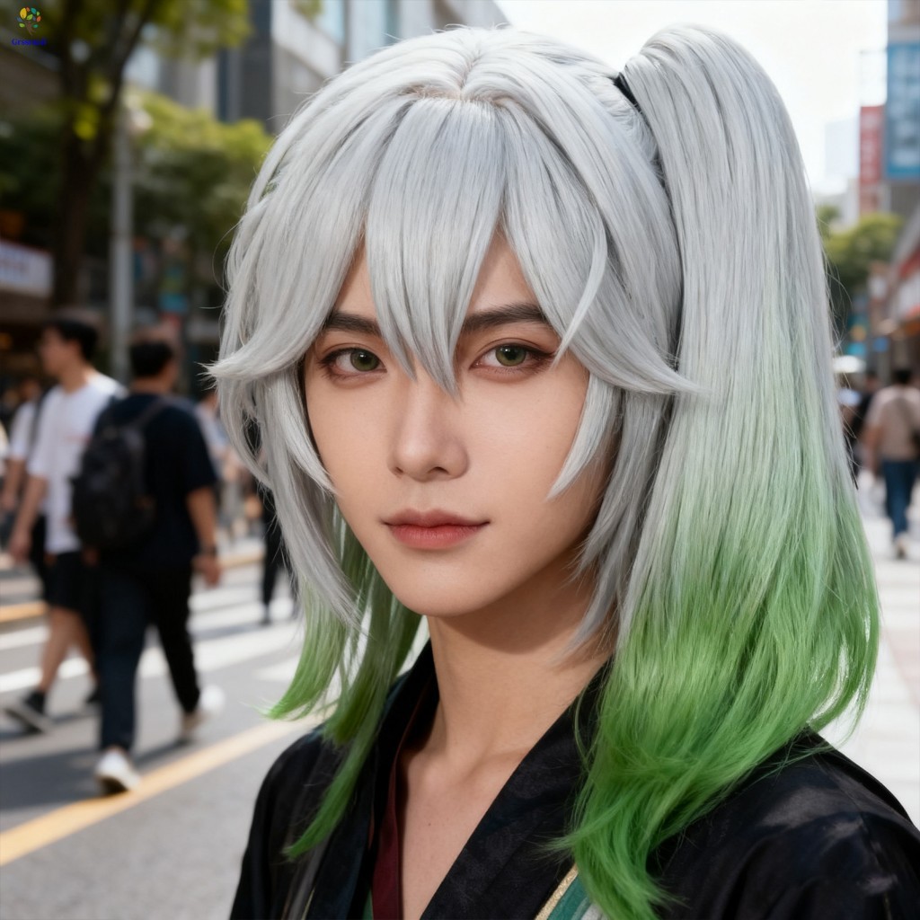 Nahida คอสเพลย์วิกผมซิลิโคนหนังศีรษะเส้นใยอุณหภูมิสูงสําหรับ Nahida Cos วิกผมสีเขียวอะนิเมะตัวละครเค