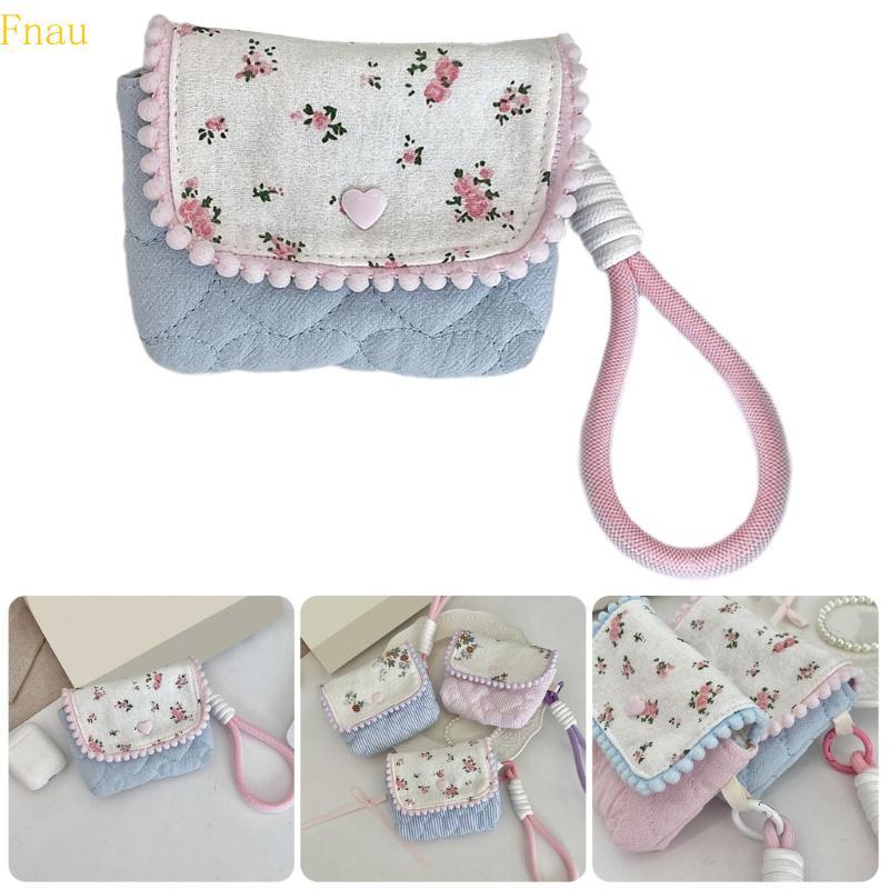 Fnau Compact Floral Print Cotton Camera Storage Bag Cash Purse For Easy Carrying