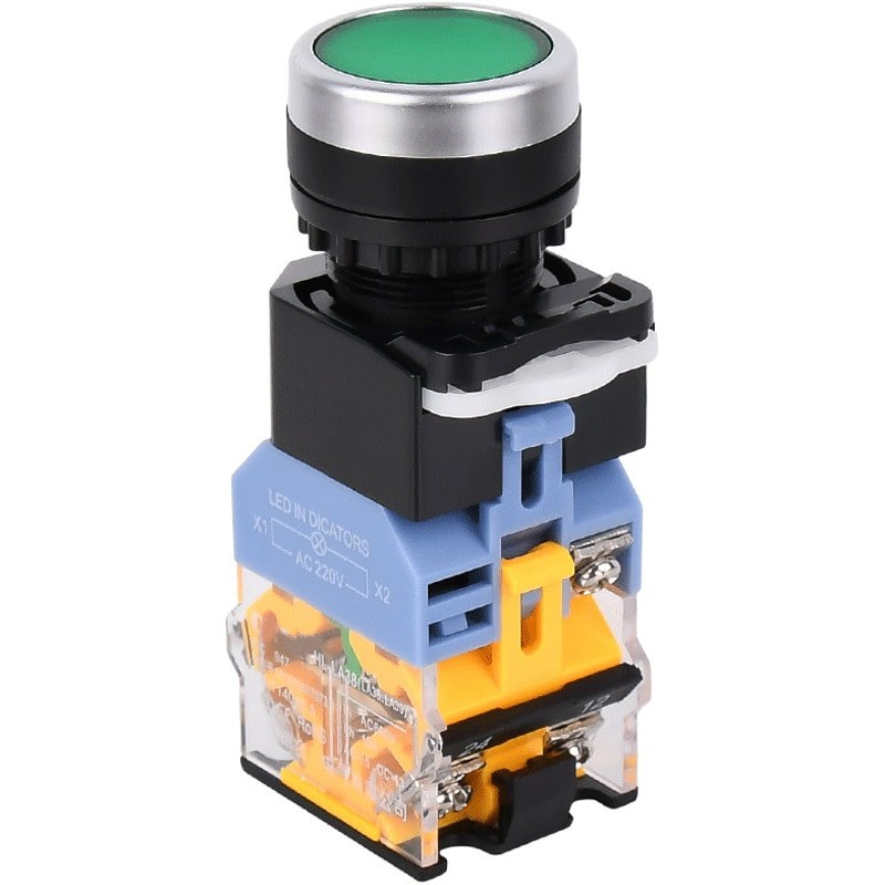 Self-Reset Flat Twist พร้อมไฟ LA38-11D 11DN Start Stop ปุ่มสวิทช์ 22 มม.220V 24V68m12