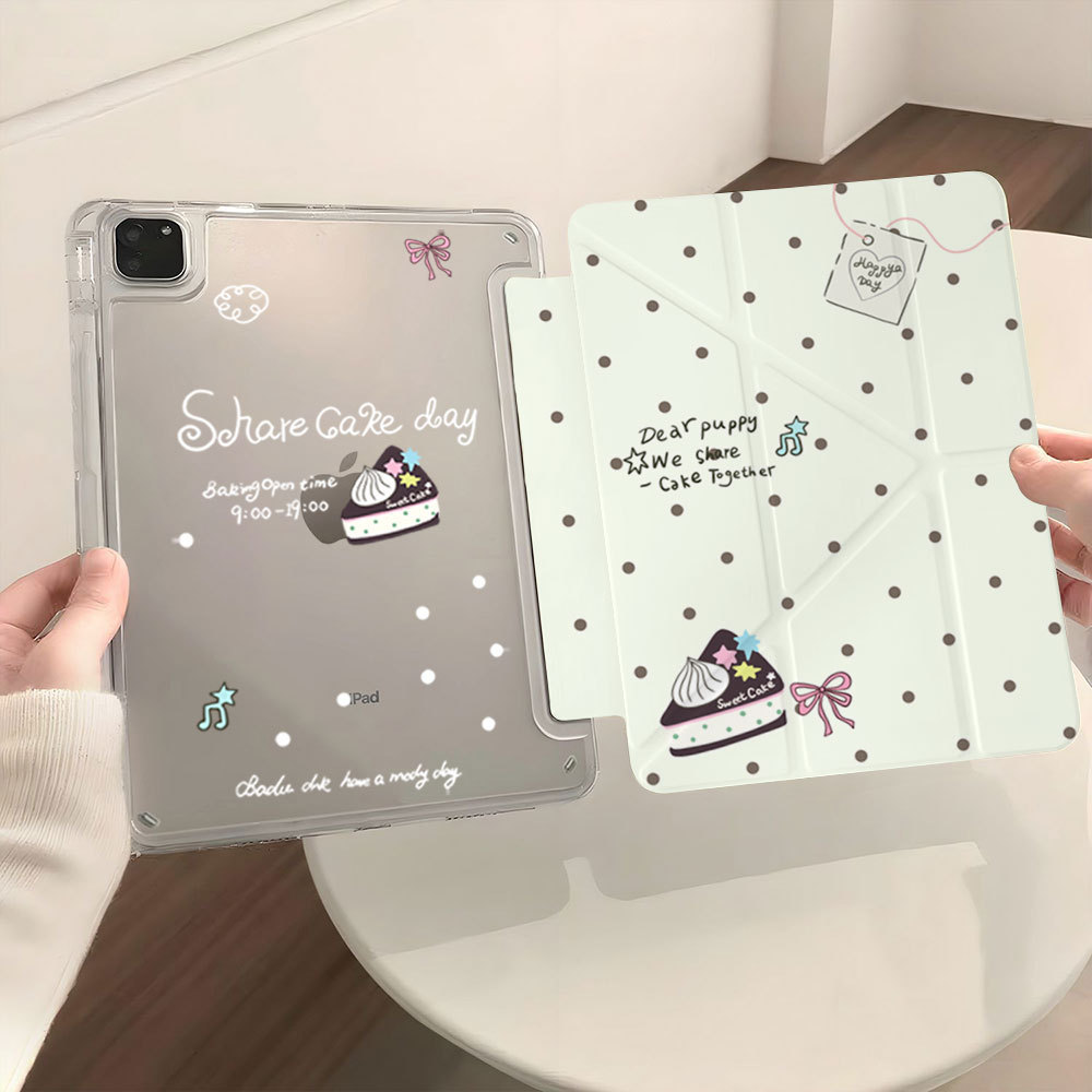 [โชคดี] Polka Dot Mousse Apple iPad A16 เคสแท็บเล็ต MINI7 เคสป้องกัน 12/11th Generation Pro37cm Air8