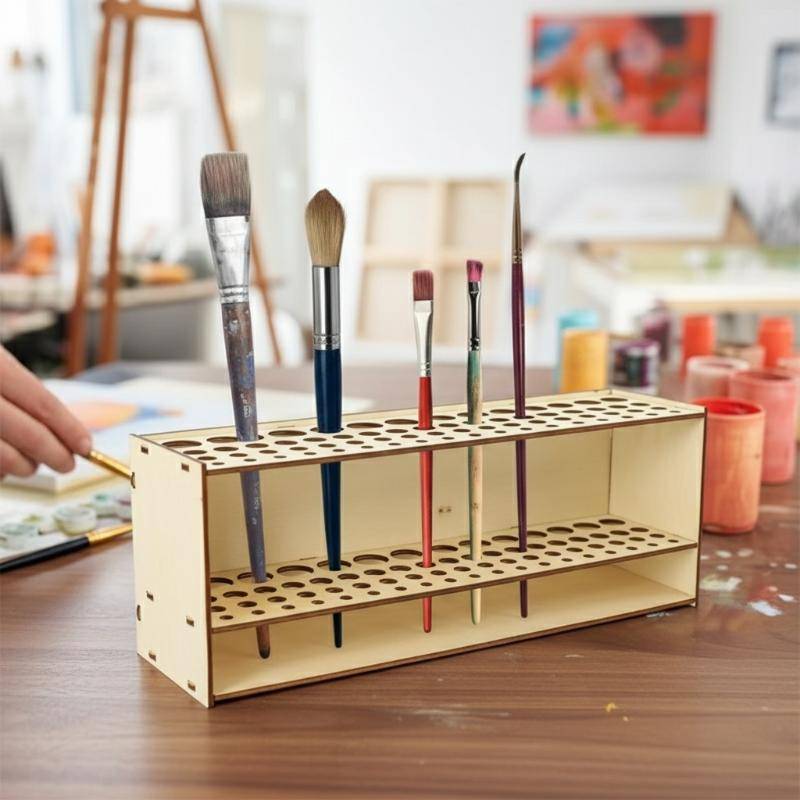 CKFR 67 หลุมไม้แปรง Organizer Wall Mount Holder Premium โต๊ะสําหรับ Professional Artist Studio Works