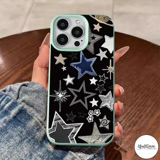 เคสไอโฟน16สำหรับIPhone 15 17 air 13 11 16 12 14 Pro Max 15 14 Plus XR XS Xเคสลายหนัง ลายดาวสุดเท่ ขอบสีสัน ป้องกันกระแทก