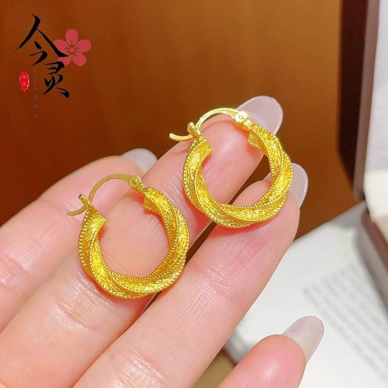 Golden Shop สไตล์ใหม่แปรงกํามะหยี่ Mobius ต่างหูหรูหรา High-End Twisted ต่างหูหญิงขายส่ง26860813PDD7