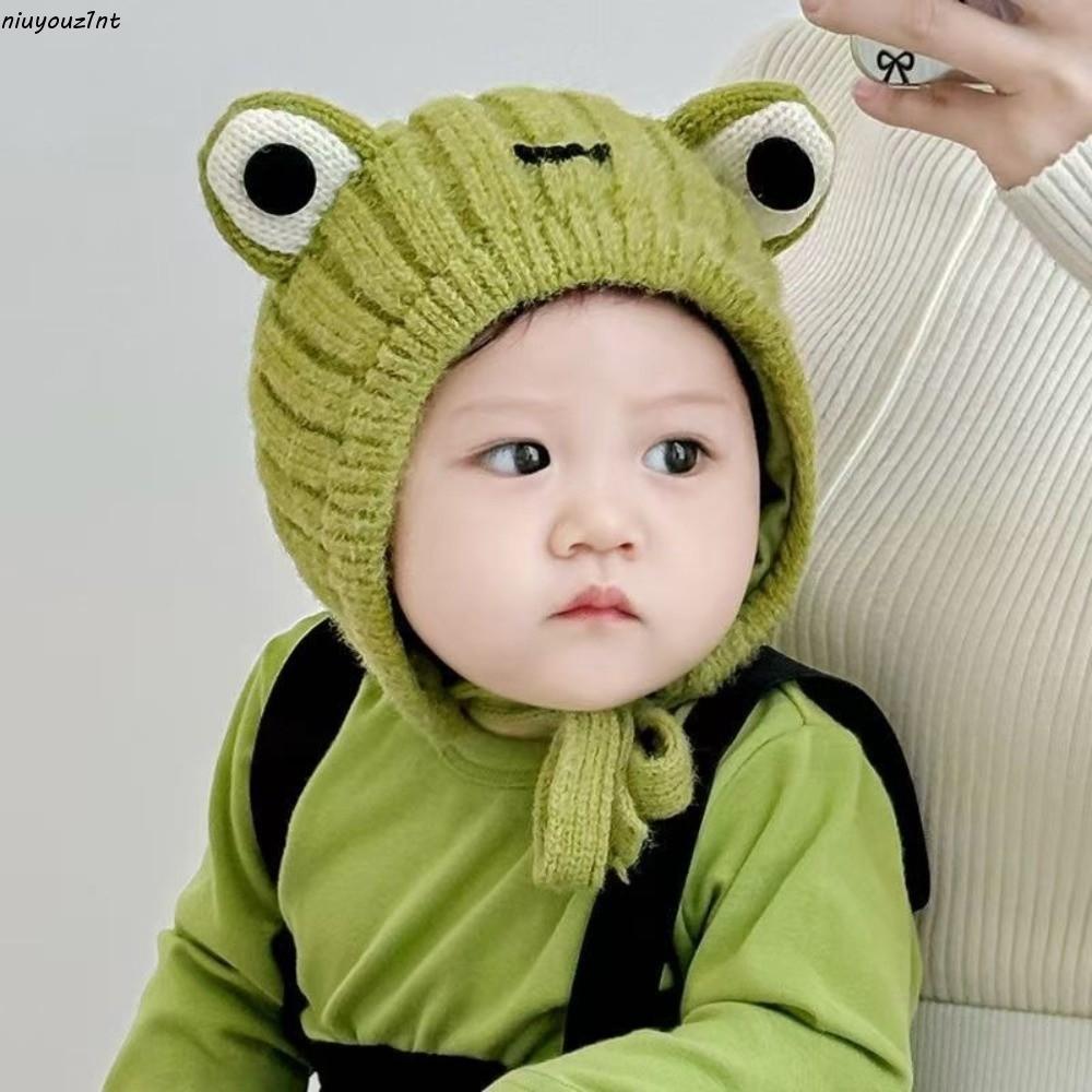 NIUYONI Pullover Cap, Coldproof Windproof Ear Protection Hat, Warm Cute Frog Balaclava 0-3Y