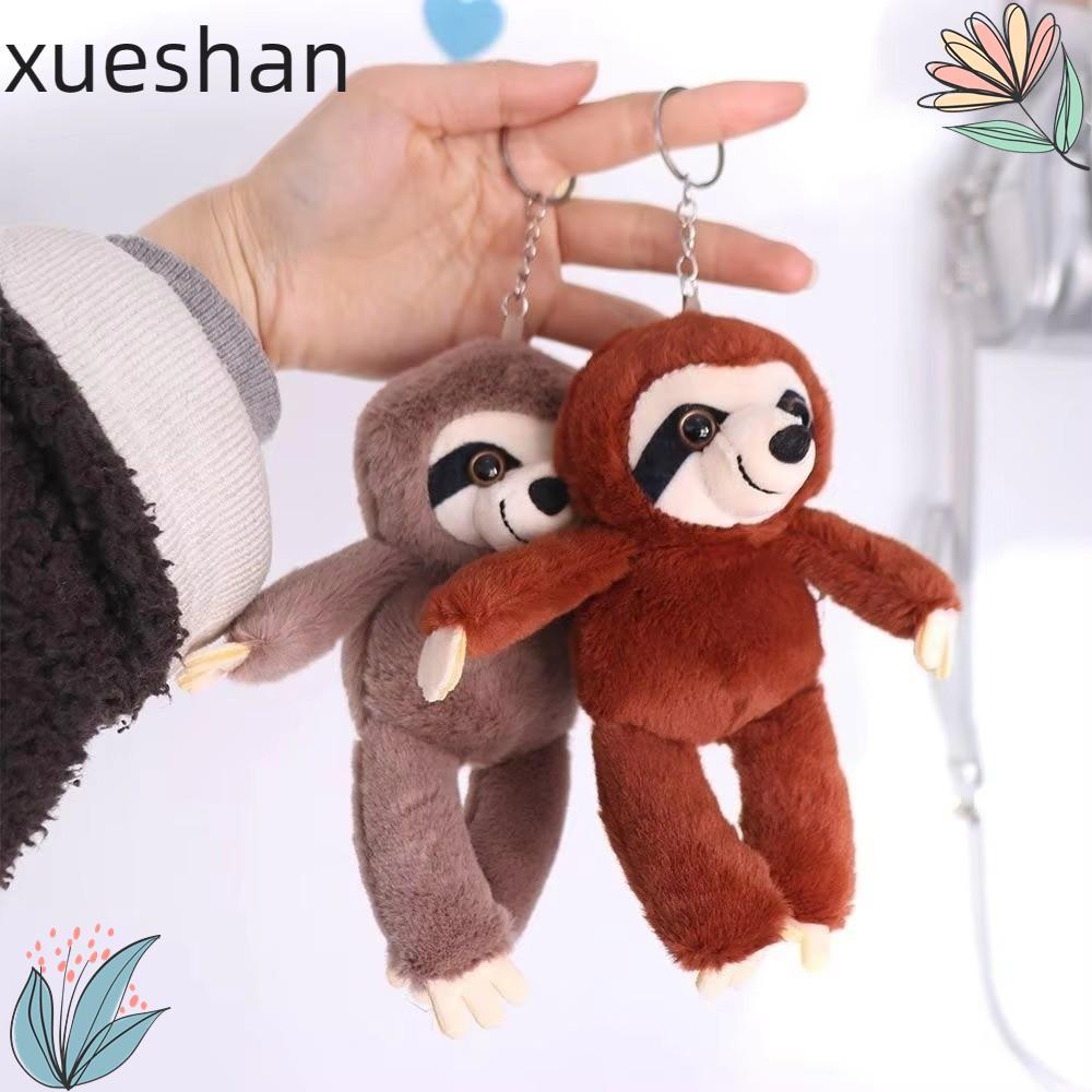 XUESHAN ตุ๊กตาสัตว์ Sloth, จําลองพวงกุญแจ Sloth จี้ขนาดเล็ก, จี้ Soft Plush Sloth พวงกุญแจ
