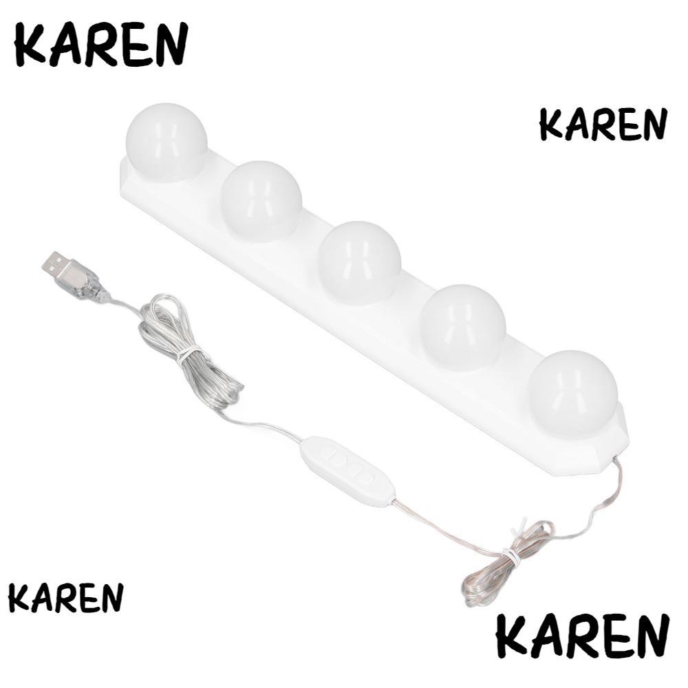 KARENGOODS ไฟกระจก, 5 หลอด USB Powered LED Vanity Lights, แบบพกพาหรี่แสงได้ 10 ระดับความสว่าง 3 สีอุ