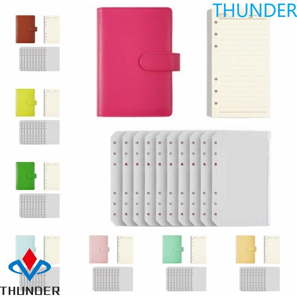 THUNDER สมุดโน้ตแบบหลวม หนัง Pu|เครื่องผูกเงินประหยัดสี, ของขวัญพิเศษแบบพกพาหัวเข็มขัดแม่เหล็กพร้อมกระเป๋าสตางค์จัดเก็บ งบประมาณ เครื่องผูก สํานักงานเครื่องเขียนอุป
