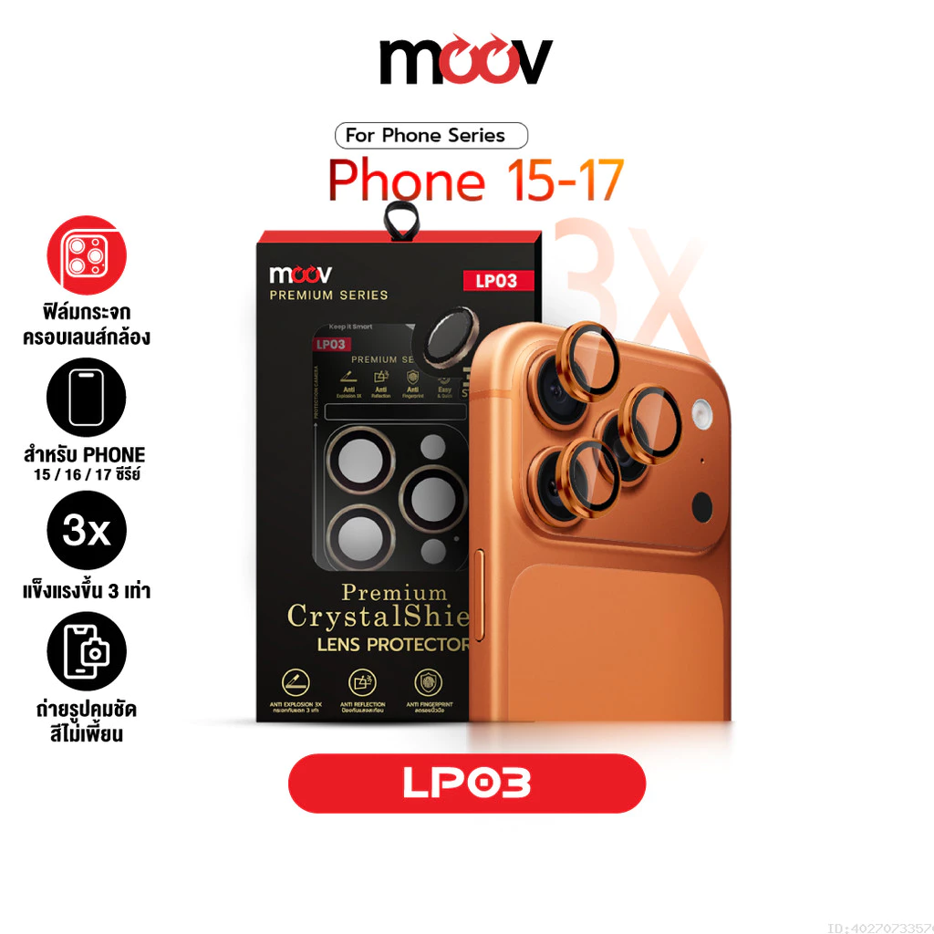 [ส่งไว] Moov LP03 ฟิล์มกระจกเลนส์กล้อง สำหรับ iPhone 17 Pro Max 17 Air 17e 16 Pro 16e 15 Plus ครอบกล้อง ถ่ายรูปชัดใส