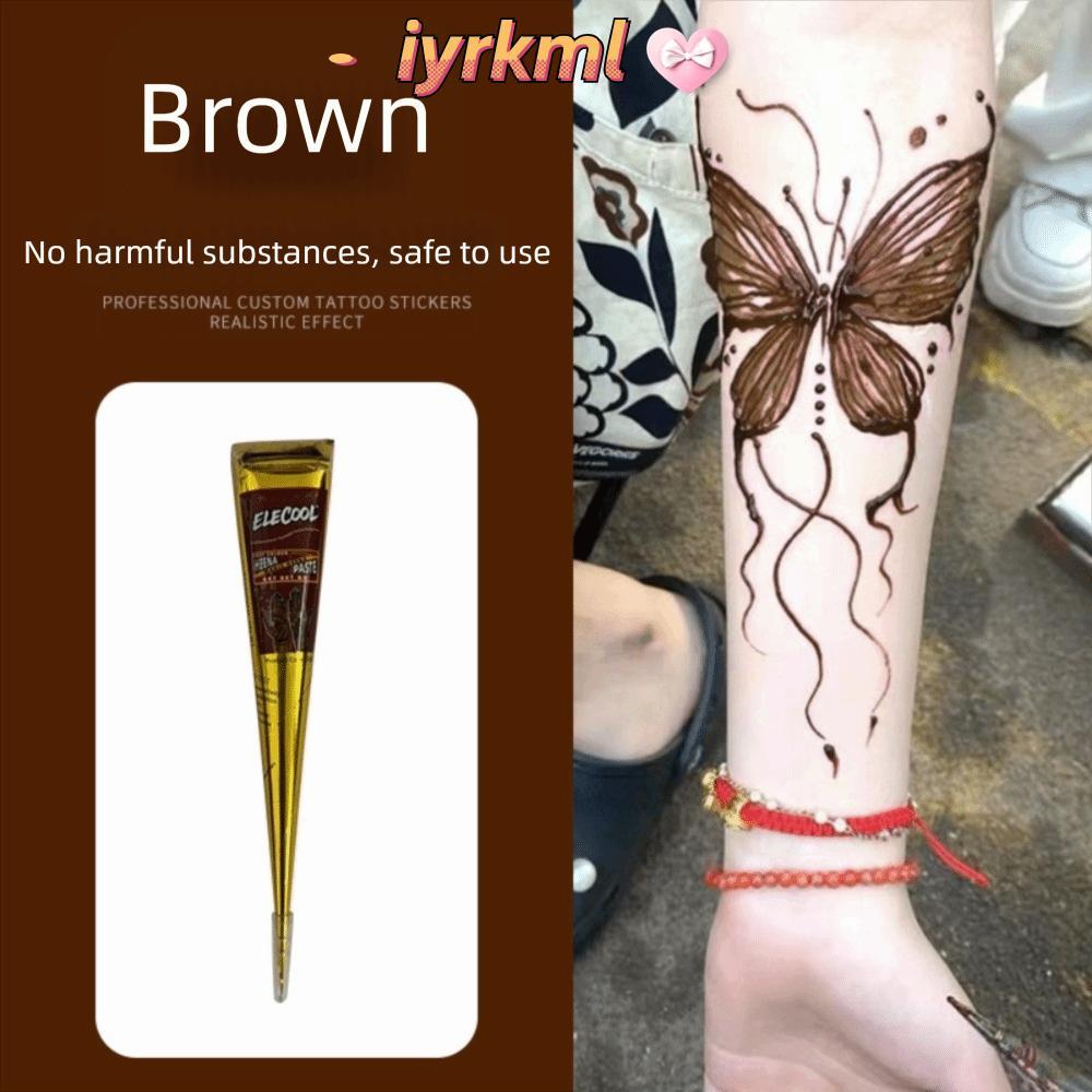 IYRKML Henna Paste Cone,ชั่วคราวกึ่งถาวรHenna Tattoo Cream, Henna Tattoo Cream Easy-To-ใช้สีดําสีน้ํ