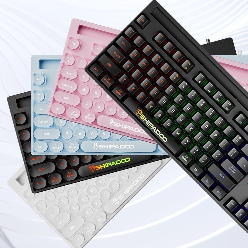 K87V2有线发光迷你发光键盘 机械手感87KEY键朋克圆键帽彩色2026530 K87V2 Wired Illuminated Mini Luminous Keyboard Mechanical F