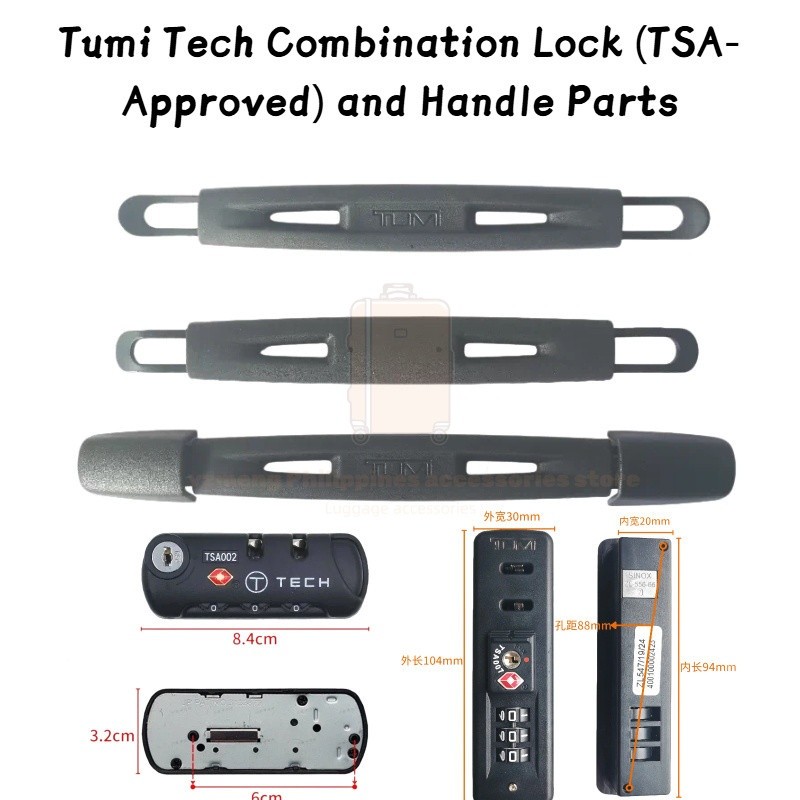 เหมาะสําหรับอะไหล่กระเป๋าเดินทาง Tumi Tech | TSA002 TECH Lock / ที่จับกระเป๋าเดินทาง / ZL547 SINOX T