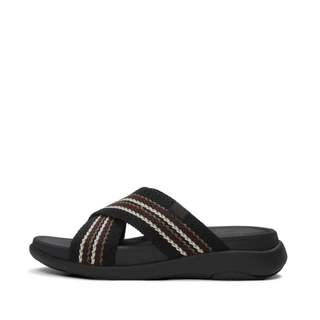 FITFLOP F-MODE GO STRIPY-WEAVE CROSS S รองเท้าแตะผู้ชาย รุ่น A1S-231 สี BLACK