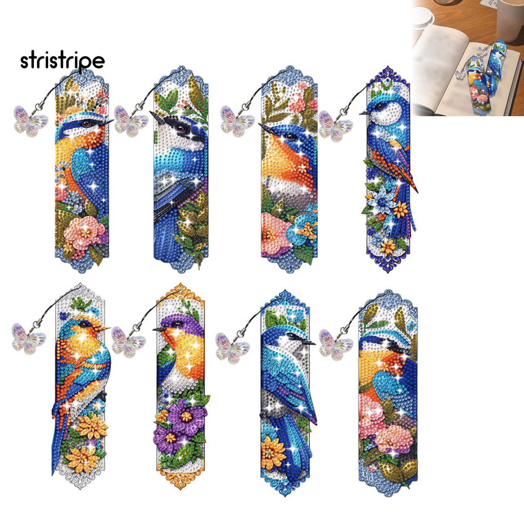 STR- DIY Faux Diamond Art Supplies ฮาโลวีน Faux Diamond Art Bookmarks Faux Diamond Art Bookmark Kit 
