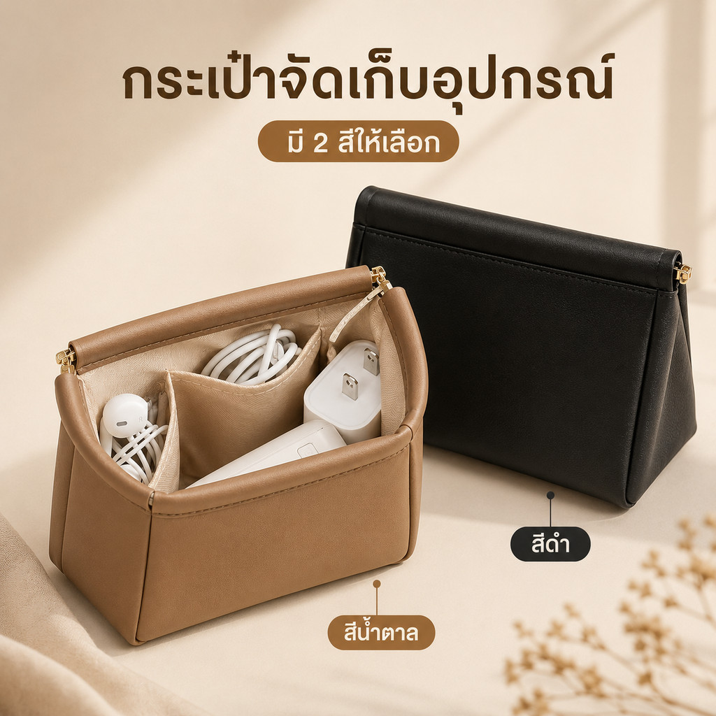 กระเป๋าเก็บอุปกรณ์พกพาพกพาง่ายออกแบบการจําแนกภายในเหมาะสําหรับการจัดเก็บสายชาร์จหูฟังชาร์จสมบัติและวัตถุวัสดุหนัง ปู่ ระดับไฮเอนด์ง่ายใช