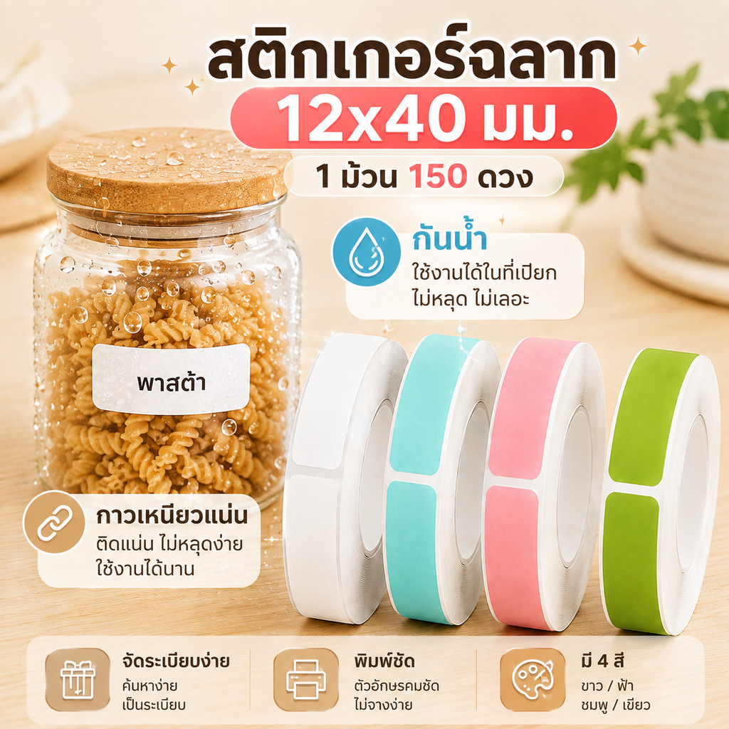สติกเกอร์ฉลากความร้อนม้วนกระดาษ Multi-Colored สําหรับ P15 P12 P11 Phomemo P50 M1 เครื่องพิมพ์ความร้อ