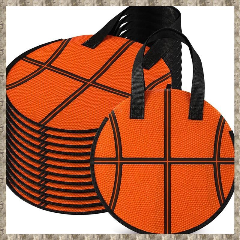 [zv0lma8i] 12 ชิ้น Basketball Party Favor Bags ถุงรักษาบาสเก็ตบอล 10x 10 นิ้วรอบไม่ทอกระเป๋า