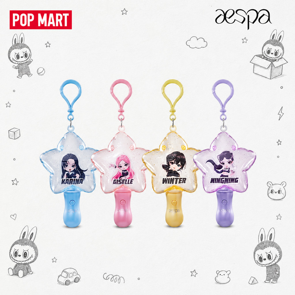 P POPMART aespa Collection Series Luminous Pendant Mystery Box ของขวัญเล่นอินเทรนด์