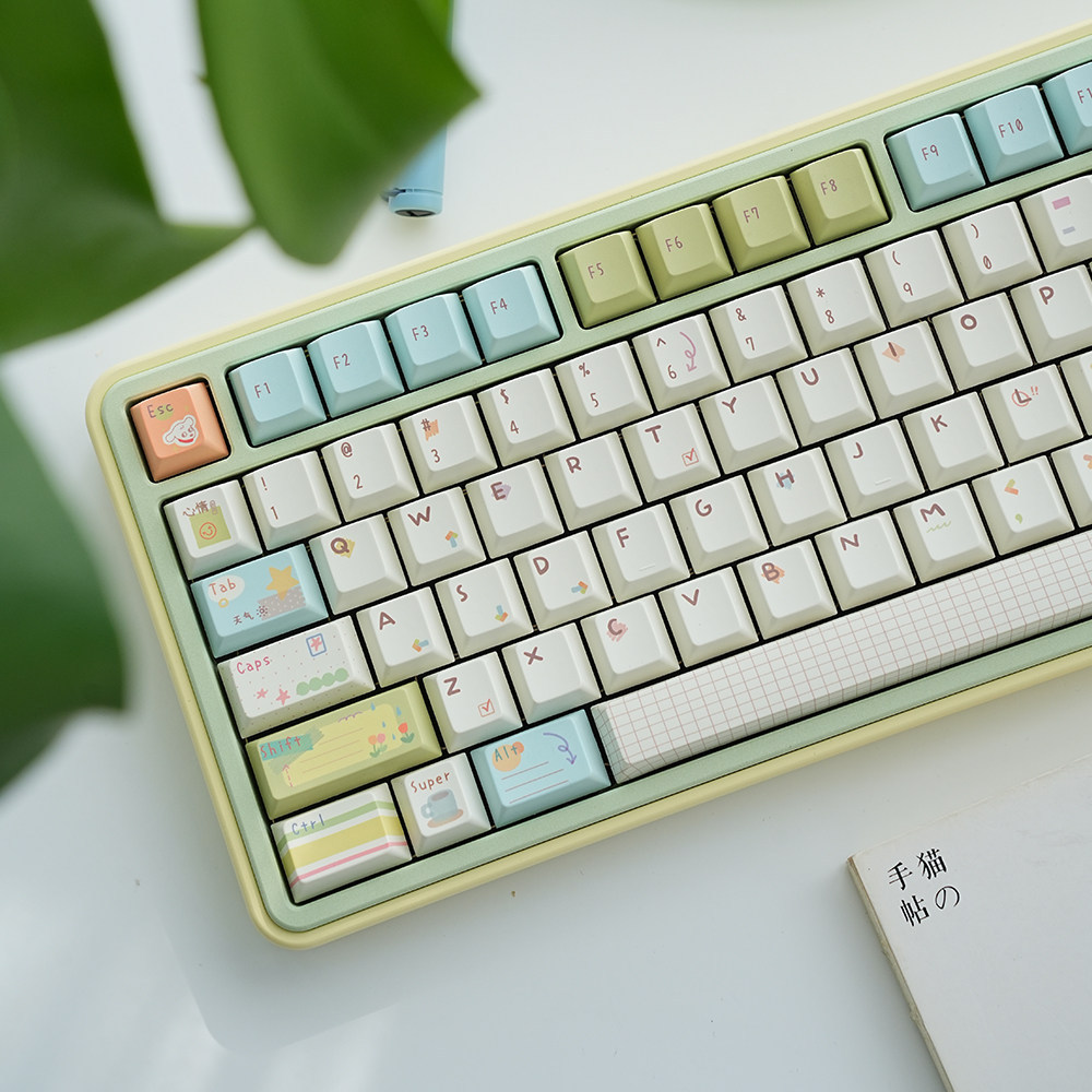 FBB Original Keycap คู่มือ PBT Sublimation 1.7MM ที่กําหนดเองคีย์บอร์ดสไตล์น่ารัก Milky White