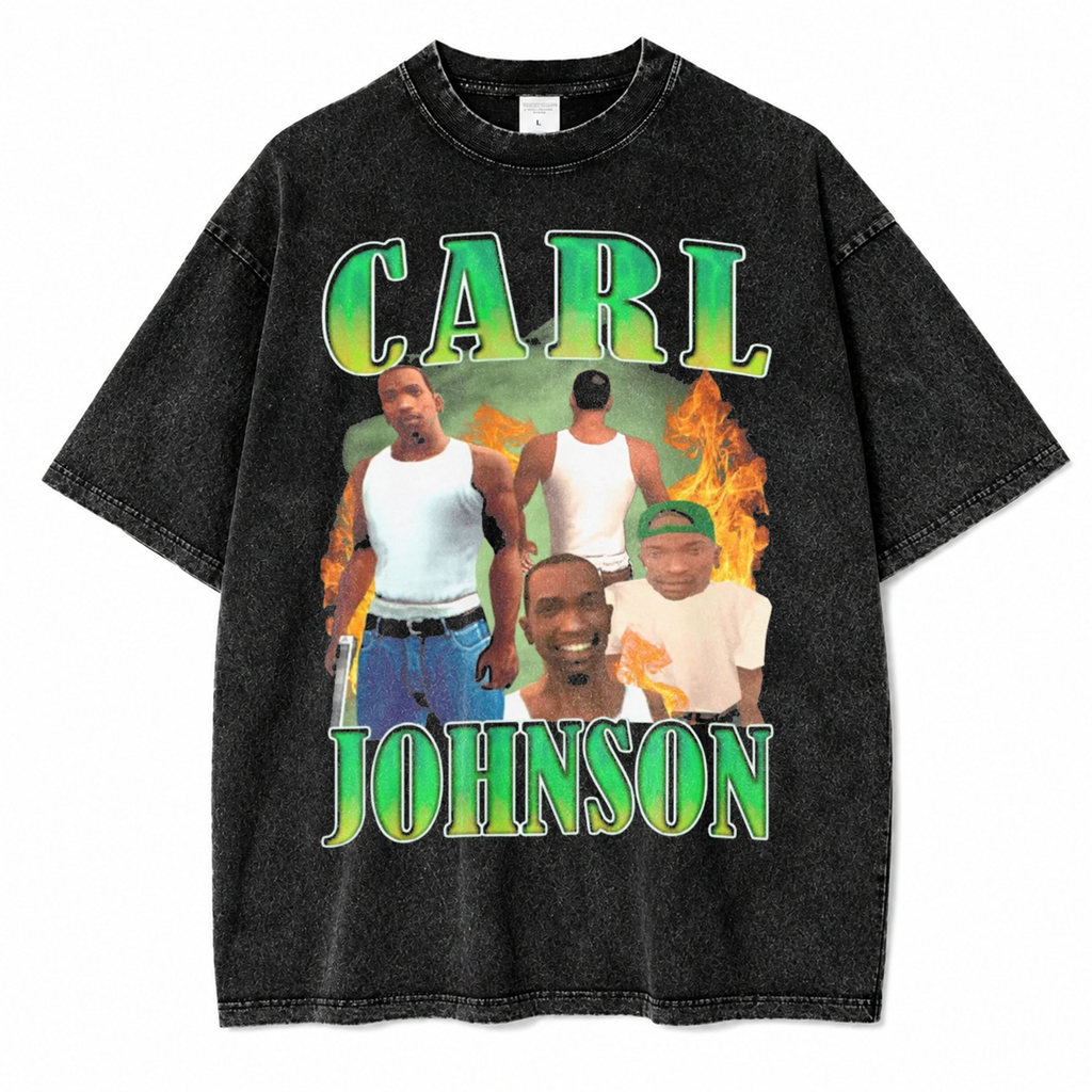 Oversize Stone สีดําล้าง GTA San Andreas Carl Jhonson Vintage Streetwear Distro Unisex ผู้ชายผู้หญิง