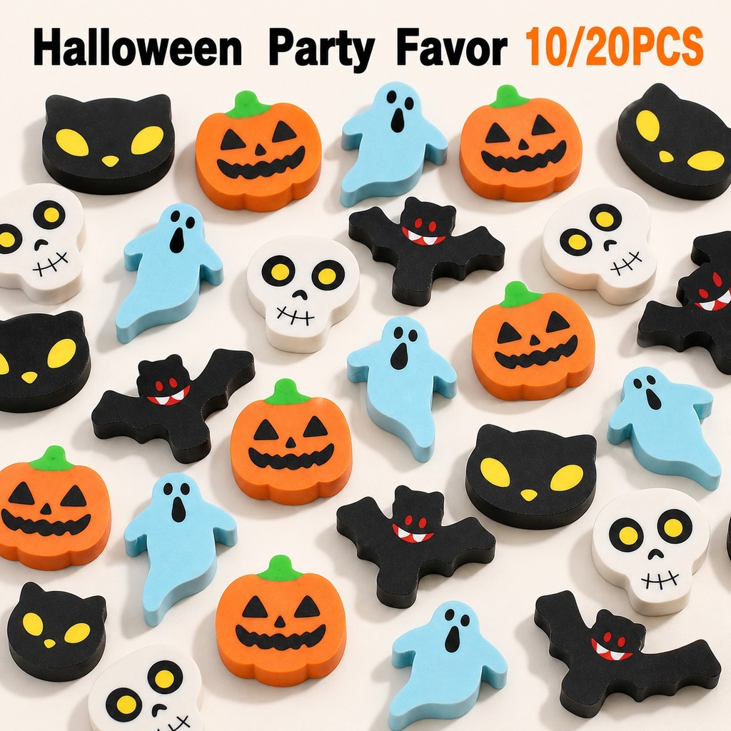 10/20PCS Random Motif Halloween Novelty Erasers School Supplies Gift