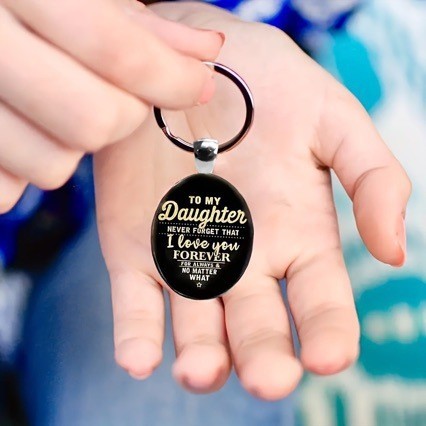 [Amethyst Wish Shop] To My Daughter I Always Love You Keychain Alloy Keychain Ring Birthday Graduati