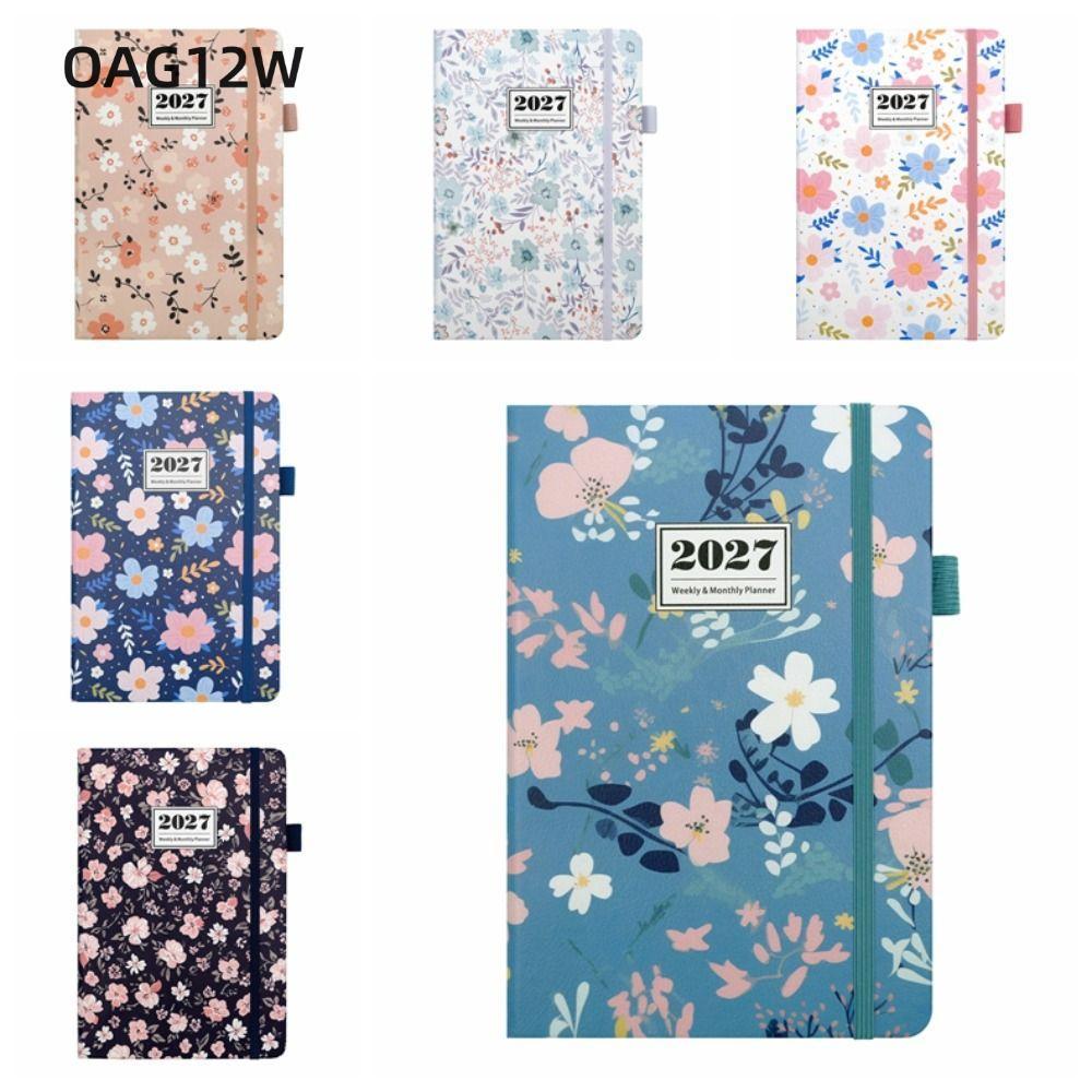 OAG12W A5 ไดอารี่, จาก Jan-Dec PU ปกหนัง 2027 Planner, Holiday Reminders รายสัปดาห์และรายเดือนด้านข้