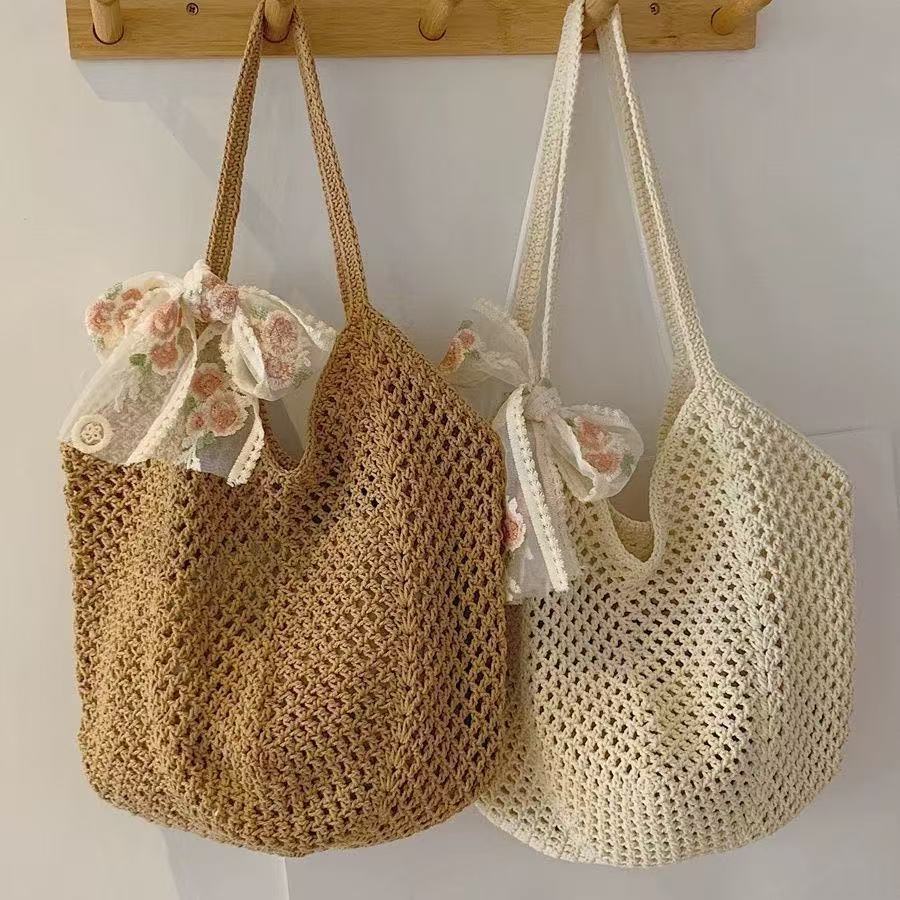 Tote Bag Womens Hand-Woven Bag Vacation Beach Bag
