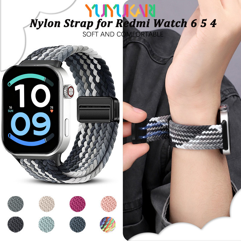 สายรัดไนลอนที่ยืดหยุ่นได้แบบพันเกลียว for Redmi Watch 6 Active/Lite/ 6 5 4 for Mi Band 10 9 8 Pro