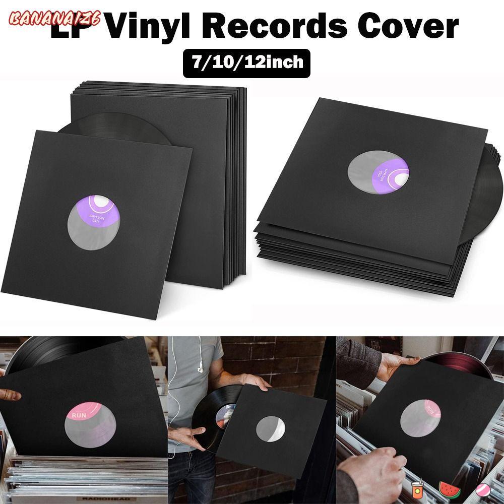 BANANA1Z6 LP ปกบันทึก, 7/10/12 นิ้ว Paper & Poly Lined Vinyl Records Sleeve, Black White Vinyl Outer