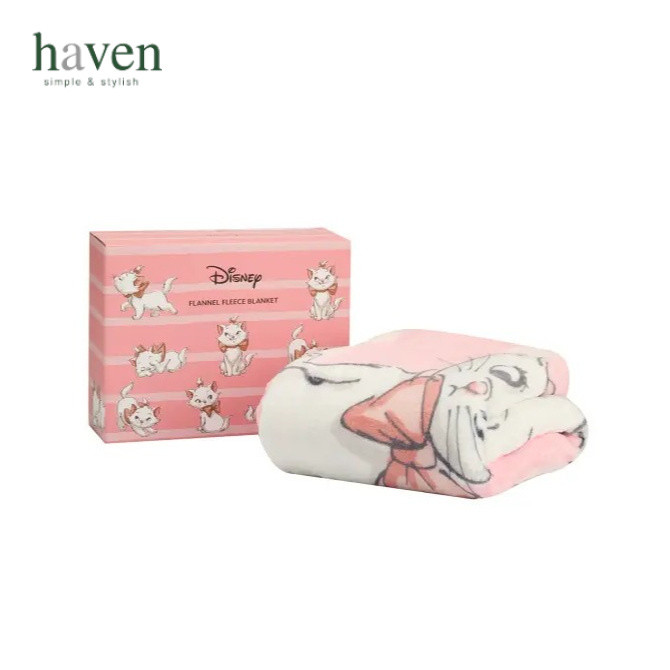 Haven ผ้าห่ม Flannel Fleece พิมพ์ลาย พร้อมกล่อง Disney Marie Collection ขนาด 40x60 นิ้ว