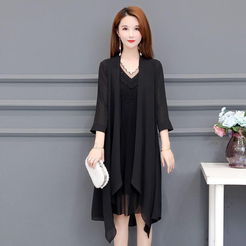 เสื้อเชิ้ตชีฟองยาวปานกลาง ผ้าคลุมไหล่ผู้หญิง เสื้อคาร์ดิแกน เสื้อโค้ท ด้านบนบาง 2026