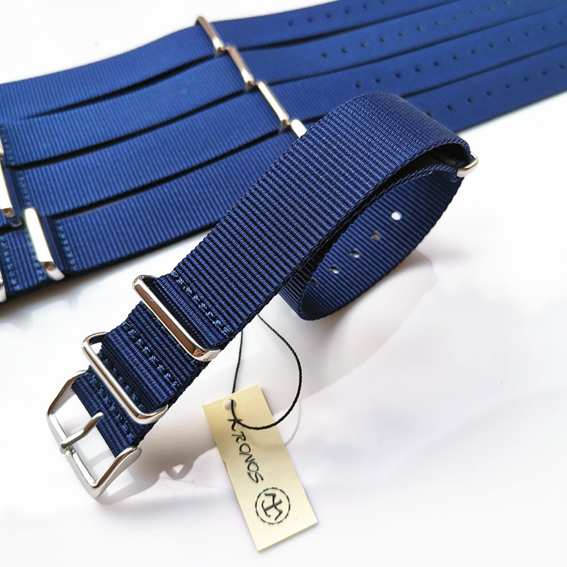 18mm20mm22mm24mm NATO NATO Canvas Nylon Strap Outdoor Dark Blue Square Buckle Thin Style