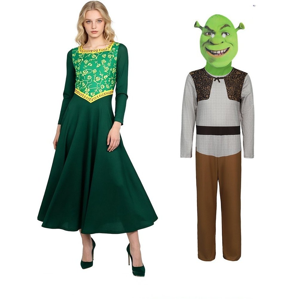 ชุดฮาโลวีน พร้อมส่ง | Shrek5ชุดเจ้าหญิงฟิโอน่าสำหรับผู้ใหญ่คู่ชุดฮาโลวีน