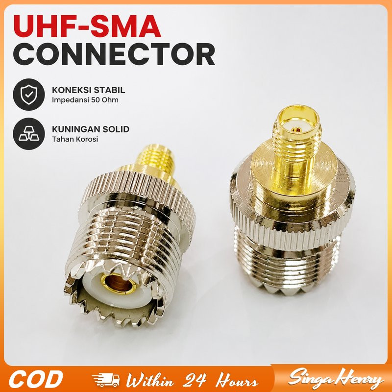 SMA Female to UHF Female Coaxial RF Adapter SO-239 50 Ohm วิทยุการสื่อสาร HT เสาอากาศ