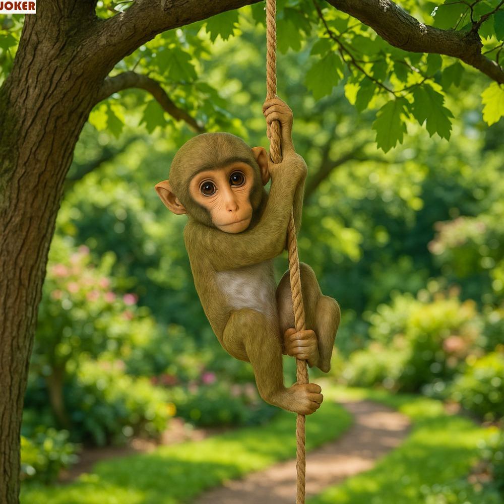 JOKER Garden Climbing Monkey Figurine, Handmade Cute Monkey Hanging Ornament, Creative Weatherproof 