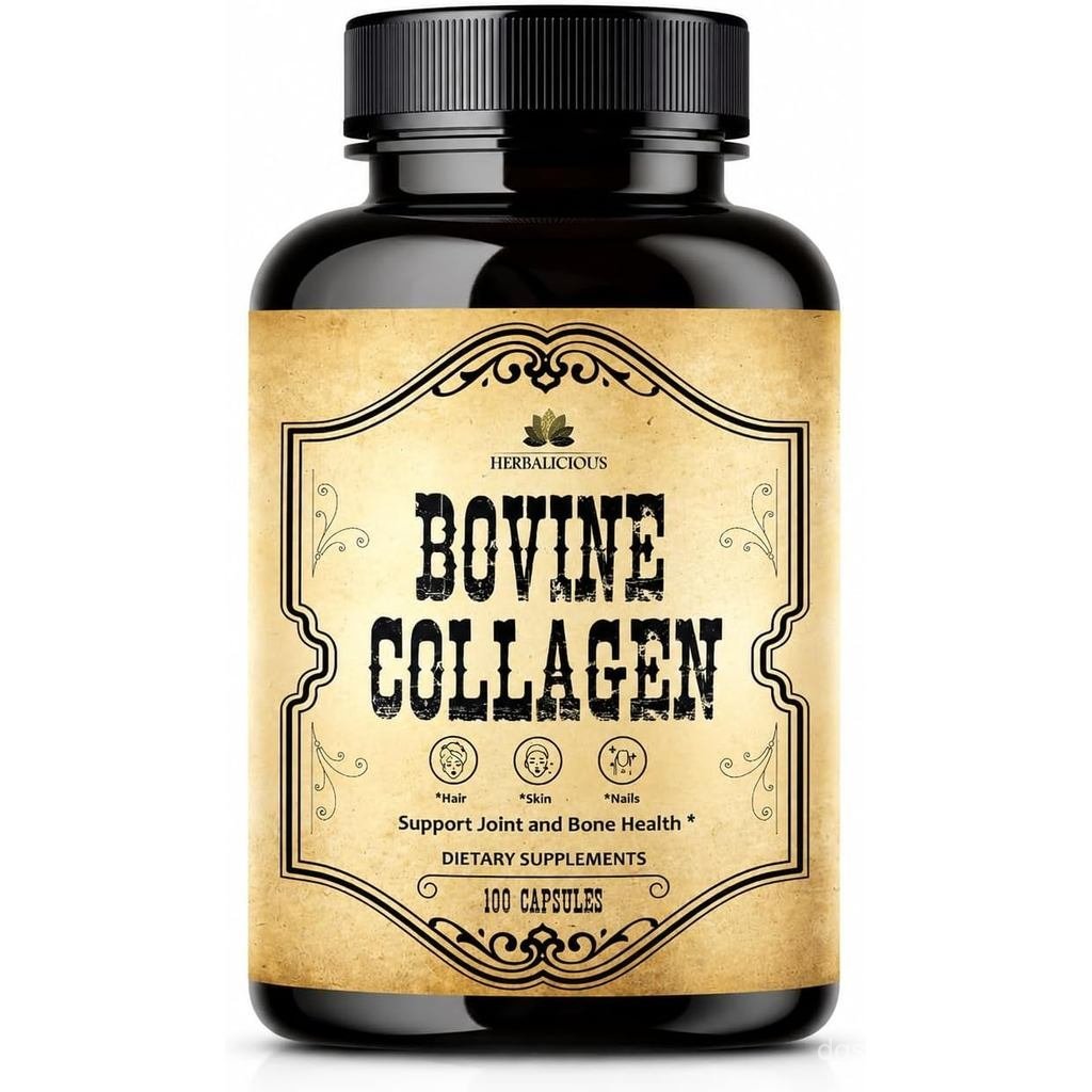 HERBALICIOUS Bovine อาหารเสริมคอลลาเจนสําหรับผู้ชายและผู้หญิง | Hydrolyzed Grass-Fed Bovine Collagen