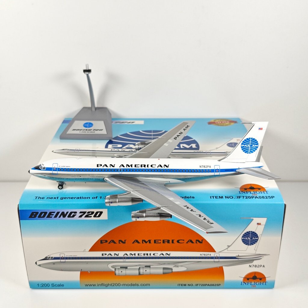 Inflight IF720PA0825P 1: 200 Pan America Airlines B720 N782PA โมเดลเครื่องบินโลหะผสม