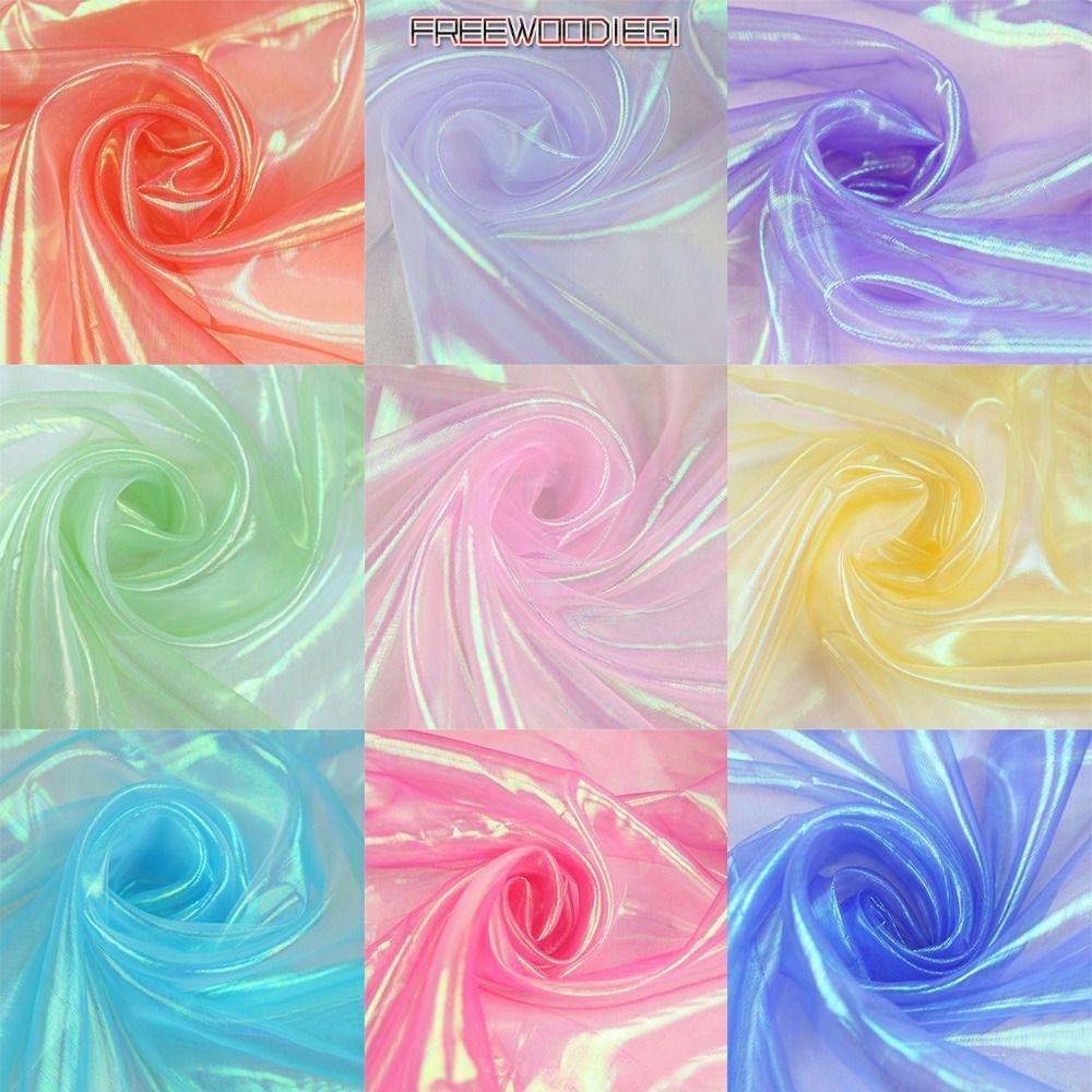 FREEWOODIEGI Laser Tulle, ผ้า Organza บางเงา, ตกแต่ง Tulle โปร่งใส Soft Tulle ผ้า Stage
