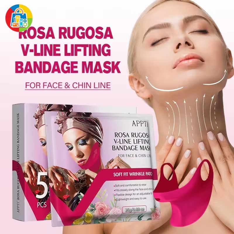 [ในสต็อก] APPTI Rose Collagen Ear-Loop Mask - สําหรับ Double Chin Reduction - ผ้าพันแผลยกกระชับใบหน้