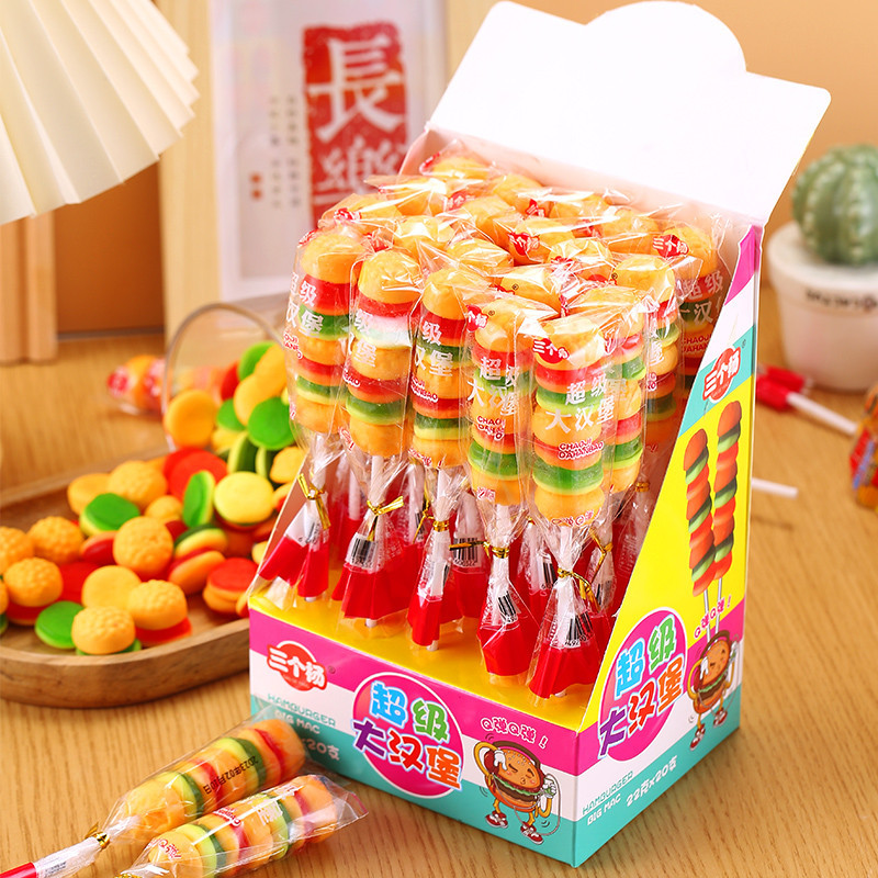 2026 สไตล์ใหม่ Burger Candy Gummy Candy Gummy Candy Gummy Candy Lollipop Candy เด็ก qq Candy ของขวัญ