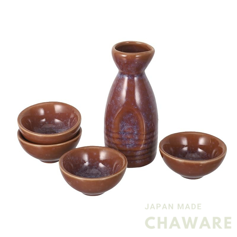 Japanese Ceramic Sake Set Tokkuri Carafe with Ochoko Cups - Wine & Sake Serving Set Bar & Restaurant