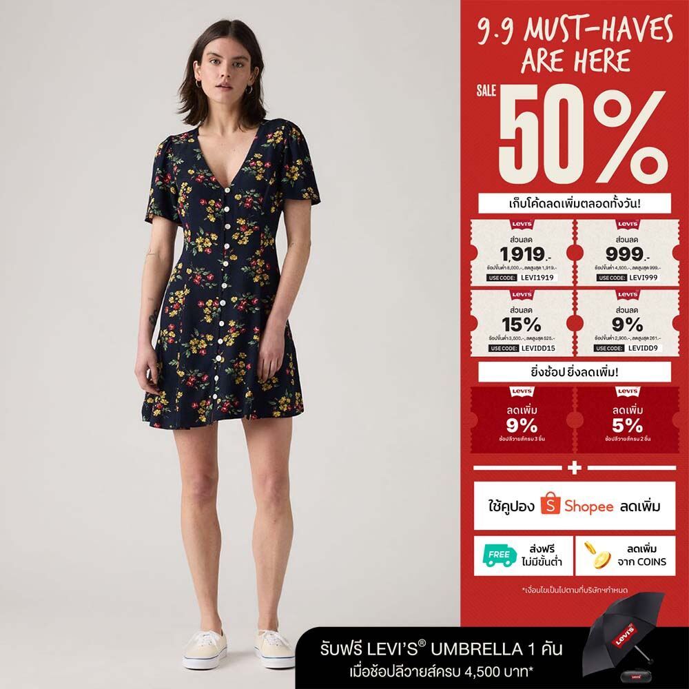 ชุดเดรส Levi's® Women's Gianni Short-Sleeve Mini Dress