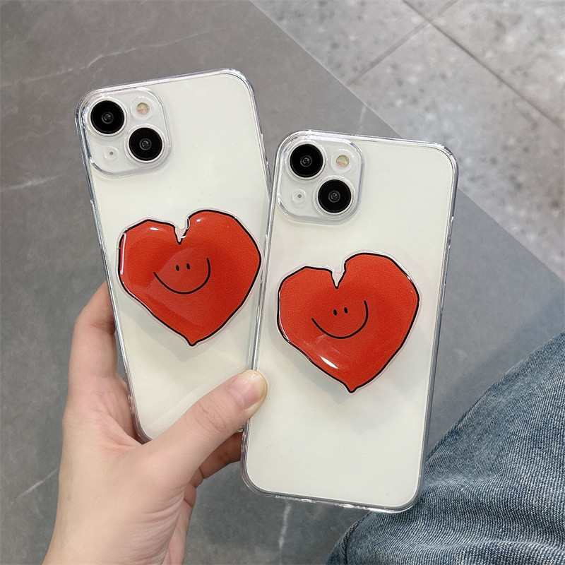 Zhang Ruonan สไตล์เดียวกัน Love Smiley Face Bracket เหมาะสําหรับ Apple 15Promax เคสโทรศัพท์ iPhone11