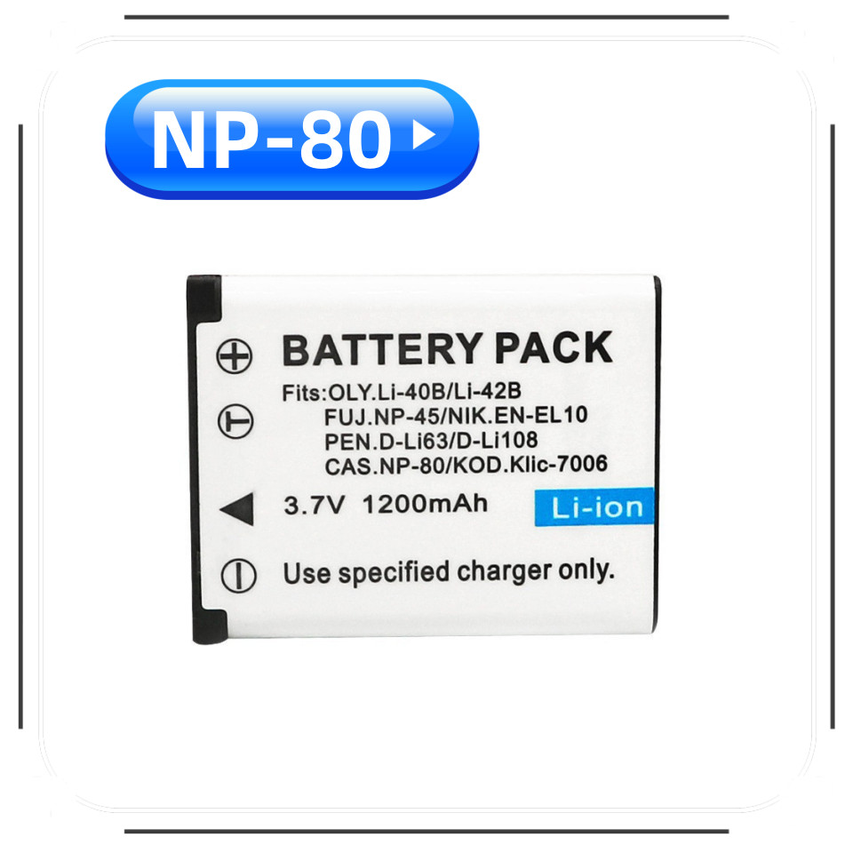 เหมาะสำหรับ แบตเตอรี่กล้อง Casio NP-80/NP-82 EX-ZS5 150 Z33 Z88 H50 H60 EX-Z270