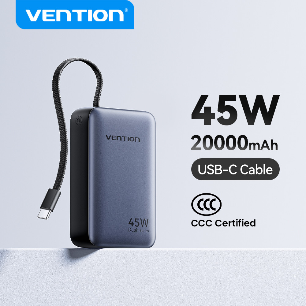 Vention CCC 45W 20000mAh Power Bank ชาร์จเร็วเครื่องชาร์จแบบพกพาแบตเตอรี่ 3C Powerbank