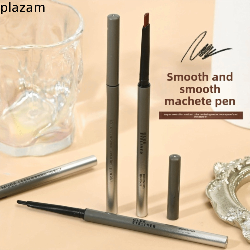 PLAZAM อายไลเนอร์กันน้ํา, Anti-Smudge Flat Head Oblique Eyeliner Gel Pen, Smooth Long-Lasting Eyelin