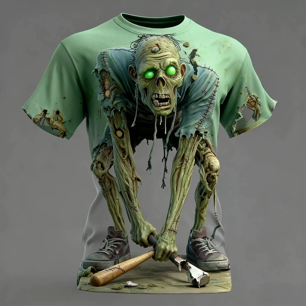 3D Zombie Graphic T-Shirt: Horror Skeleton Halloween Costume Tee X03XS-6XL