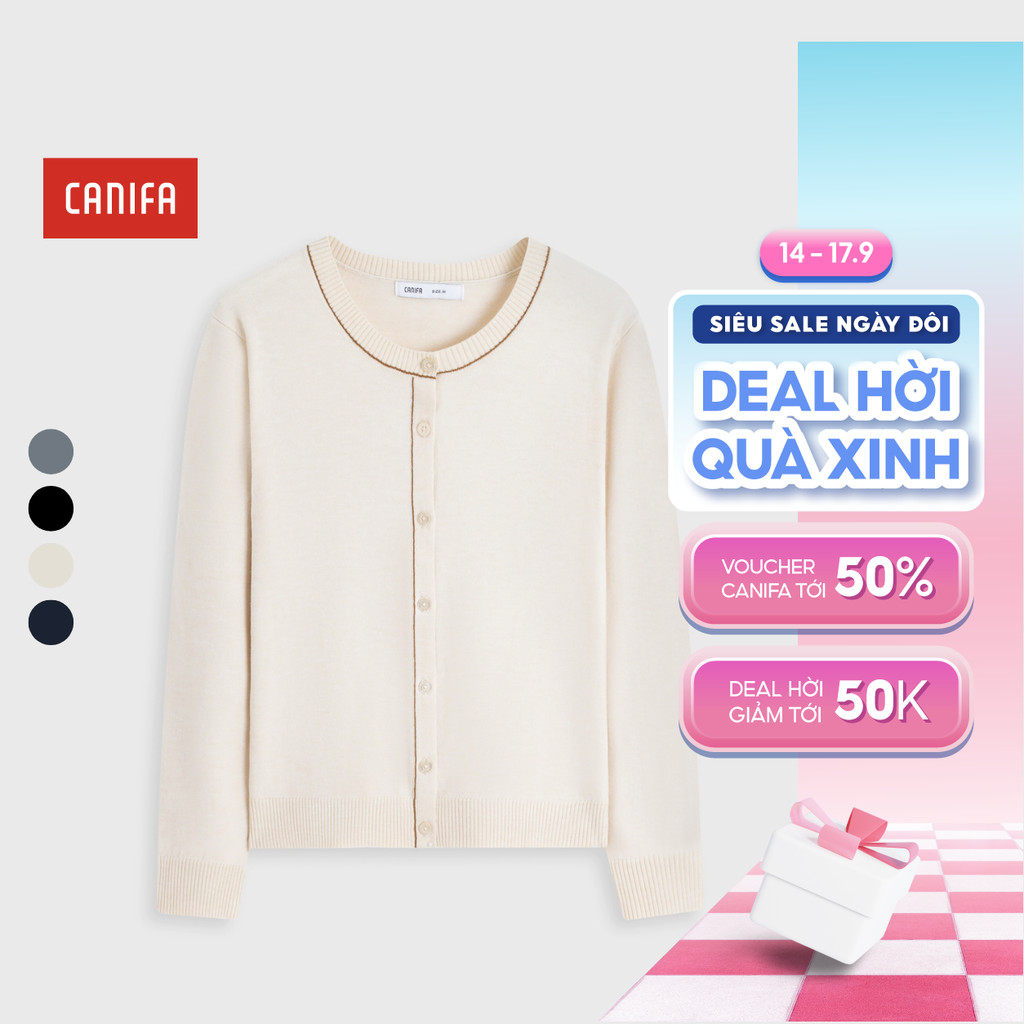 เสื้อคาร์ดิแกนผู้หญิงพื้นฐานทําจากวัสดุนุ่ม CANIFA 6TC25W005