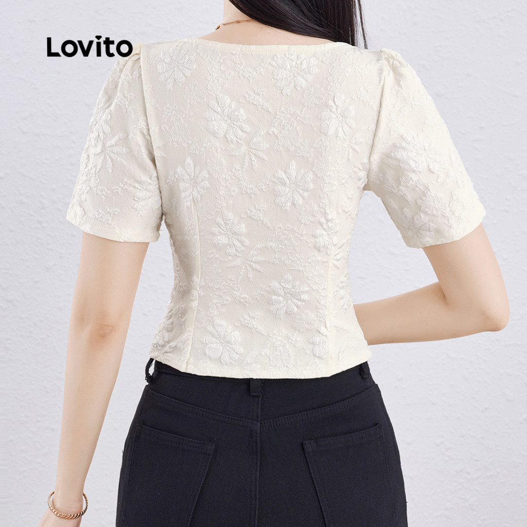 Lovito قميص نسائي أبيض بأزرار — صورة 3
