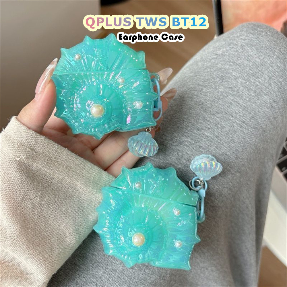 ประณีตสําหรับ QPLUS TWS BT12 Casing Case Soft Silicone Headphone Case Solid Colour Seashell NO.2